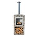Wandkamin Grill mit Holzlager lxhxT 0,80m x 1,50m x 0,60m