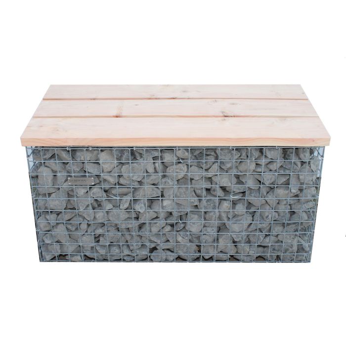 Gabionenbank Auflage Douglasie Holz