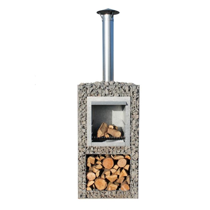 Gartenkamin Grill mit Holzlager