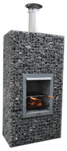 Steinkorb Wandkamin Grill (mit Ruckwand)