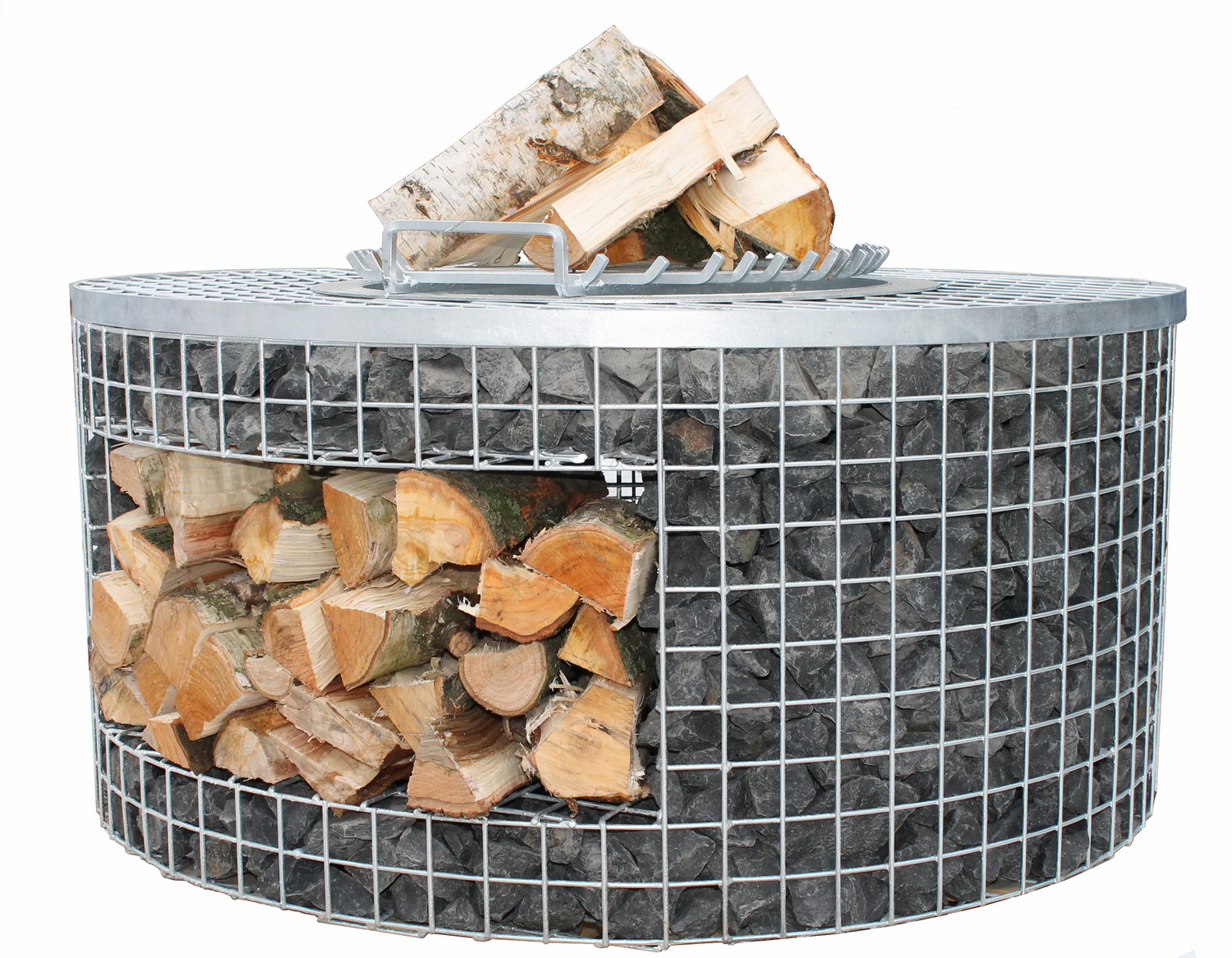 Feuerstelle Deluxe mit Holzlager