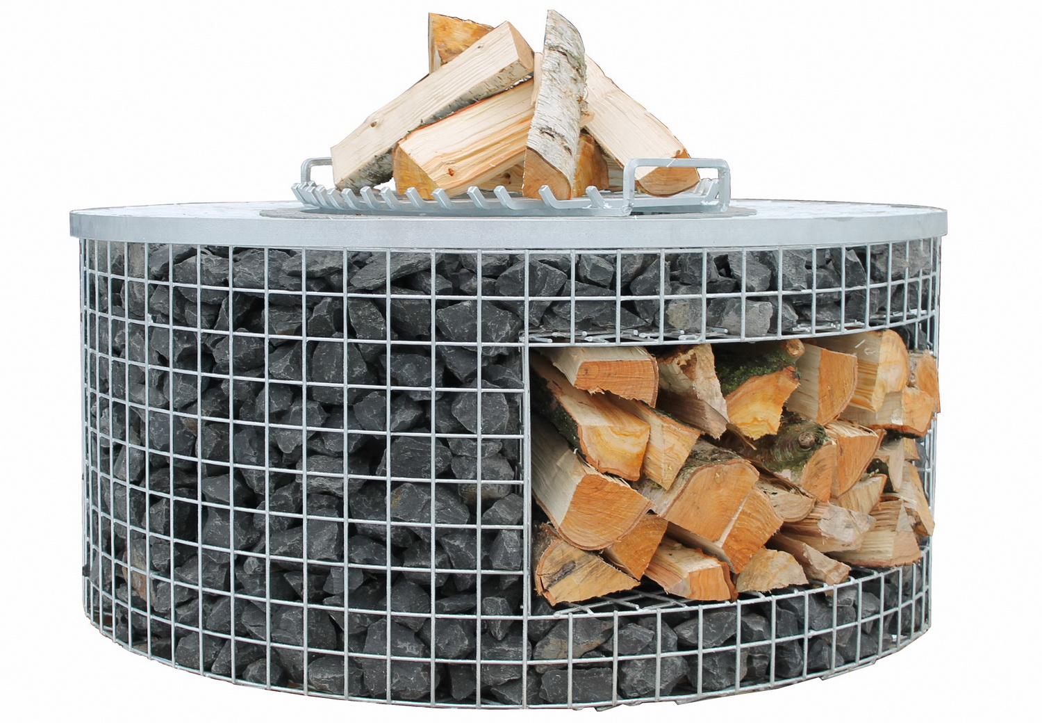 Feuerstelle Deluxe mit Holzlager