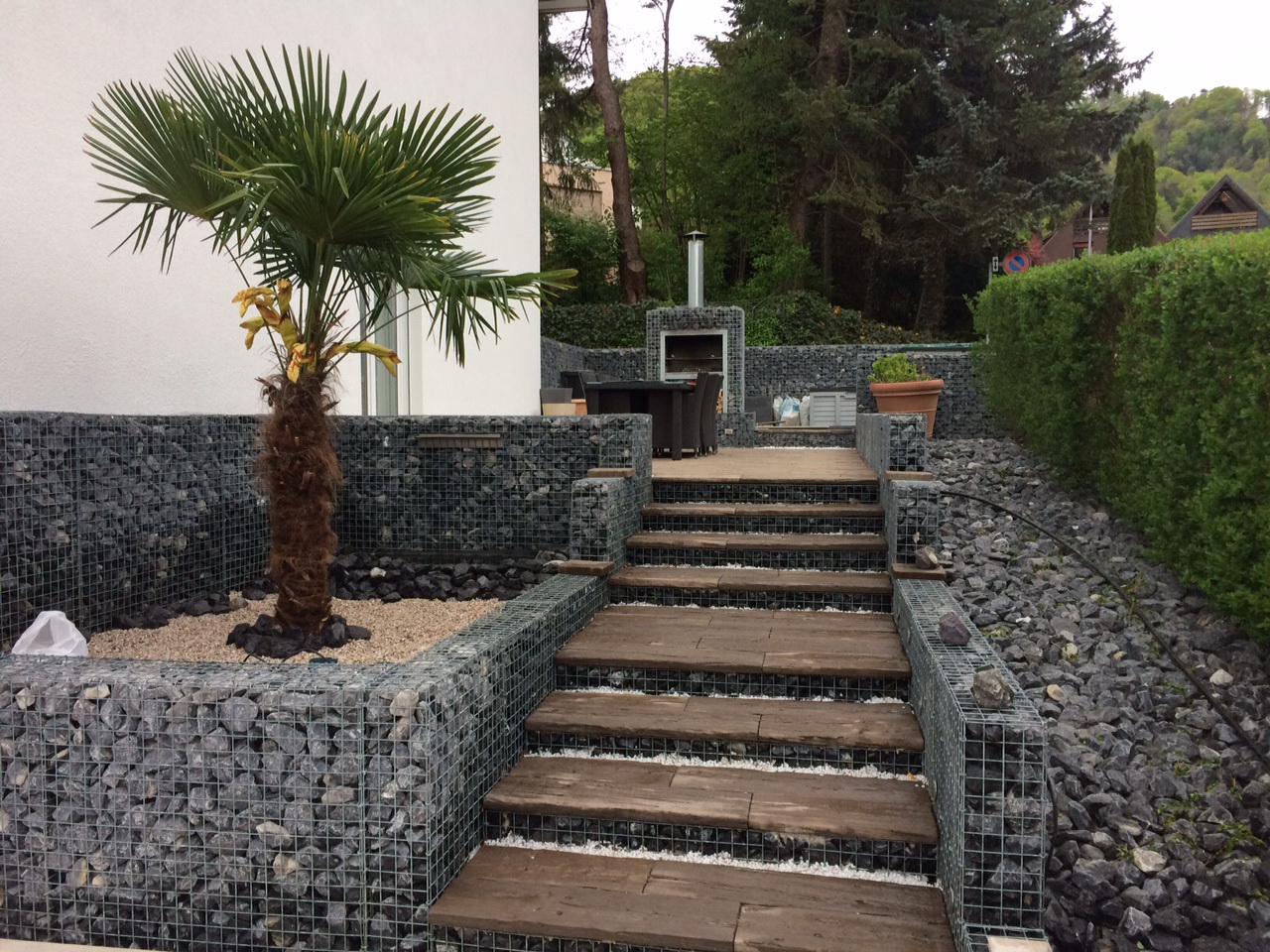 Gabionen Stein Garten Schweiz