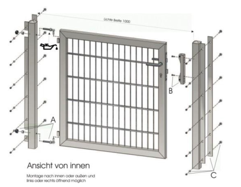 Verzinktes Gartentor 1 meter breit