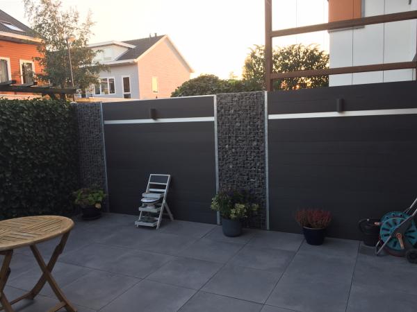 Gabionen mit WPC Basalt Gabionen mit WPC Basalt