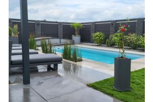 WPC Sichtschutzzaun mit Gabionen mit LED-Beleuchtung – Gabionen LED beleuchtung