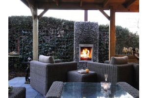 Gabionen Gartenkamin mit Grill – Gartenkamine