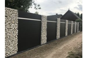 Gabione WPC Sichtschutz – WPC-zaun mit Gabionen. Gabione WPC Sichtschutz