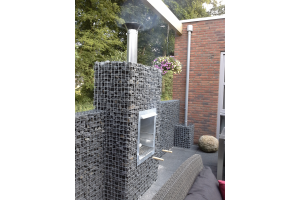 Gabionen Gartenkamin mit norwegischem Granit – Gartenkamine