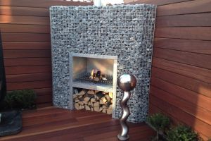 Gabionen Eckkamin – Gartenkamine