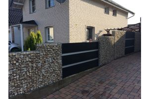 Gabionen WCP-Sichtschutz mit Grauwacke Bruchsteine – Grauwacke Bruchsteine. Gabionen WCP-Sichtschutz mit Grauwacke Bruchsteine