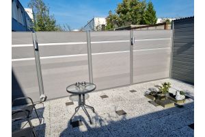 WPC Sichtschutz – WPC-zaun mit Gabionen. WPC Sichtschutz