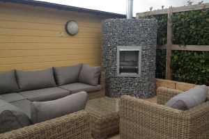 Gabionen Eckkamin – Gartenkamine