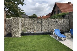 Gabionen mit LED und Yellow Sun – Yellow Sun Bruchstein Inspiration. Gabionen mit LED und Yellow Sun