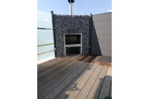 Gabionen Eckkamin – Gartenkamine